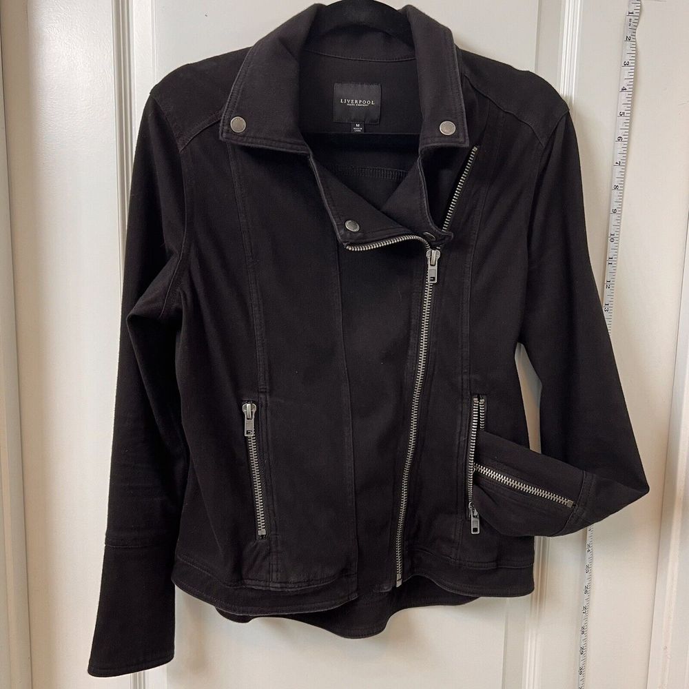 Stretch Fix Liverpool Zip Up Women's Jacket Size M Black Zipper Sleeves